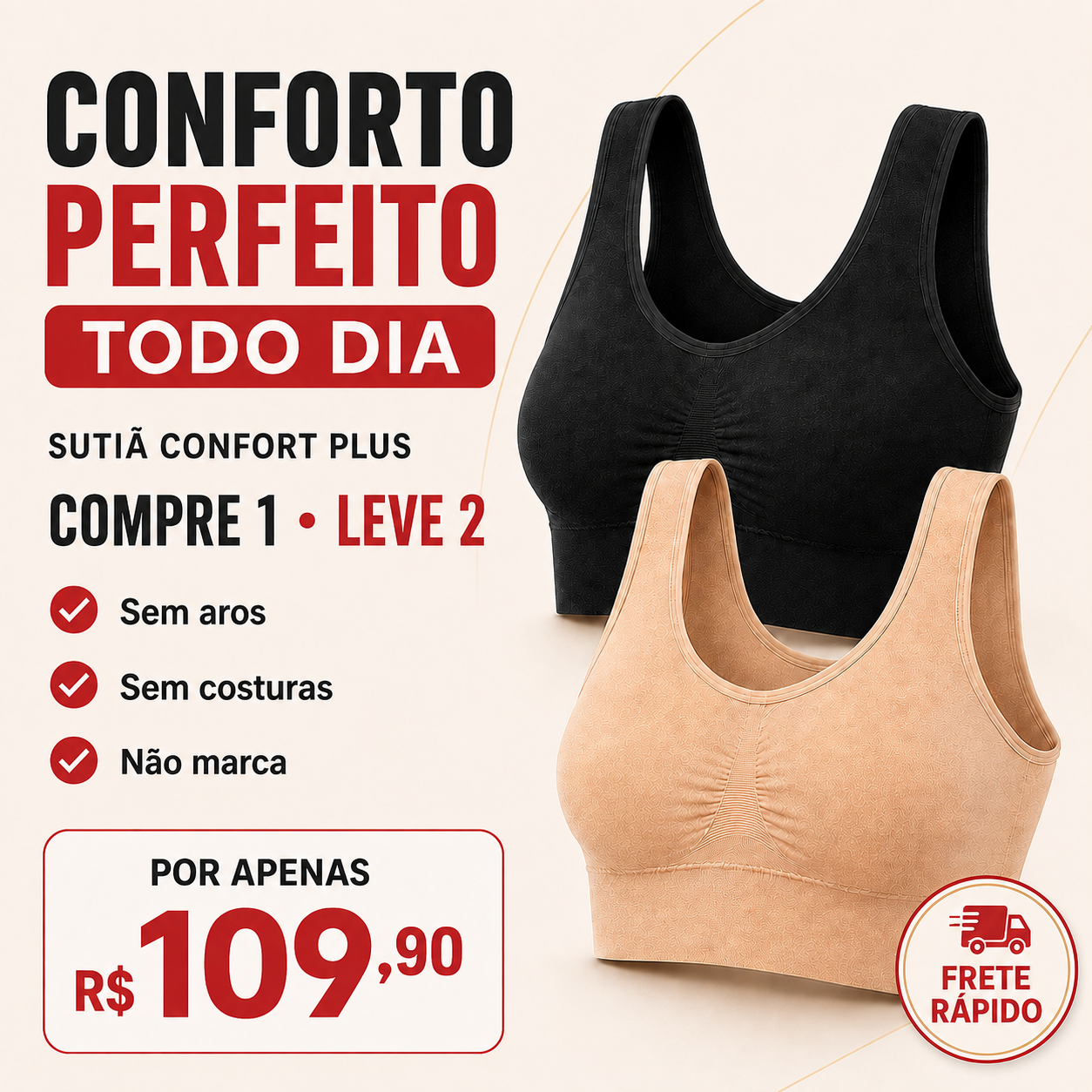 Kit Sutiã Comfort Plus (Compre 1 Leve 2) - Frete Grátis
