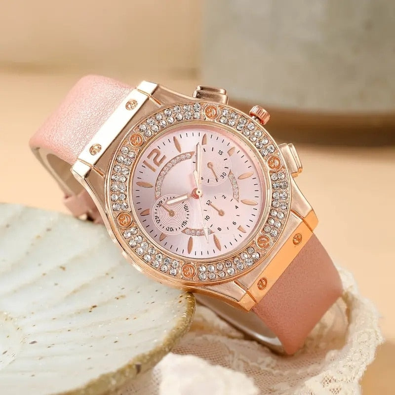 Conjunto Relógio Feminino + Pulseira Brinde